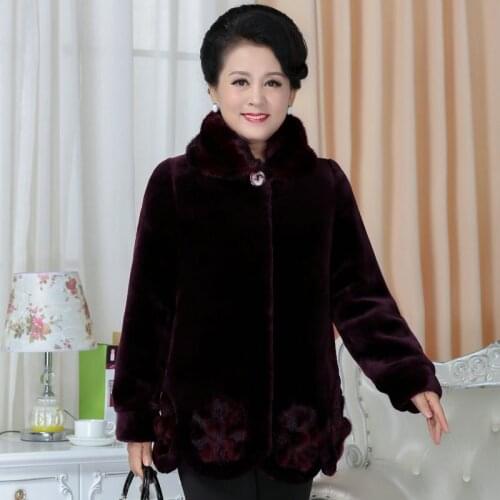 Fashion Mink Fur Coat Autumn Winter Women Casual Warm Slim Faux Mink Fur Pocket Winter Warm Jacket Middle-aged Womens Fur Jacket