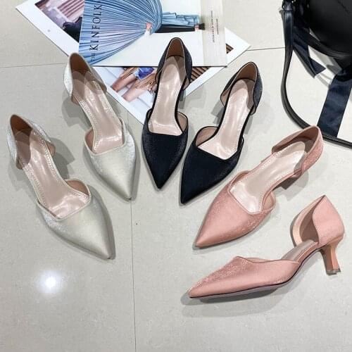 Fashion Sandals 2021 Newest Summer Autumn Leather Wedding Party Shoes Office Pumps Womens Shoes Pointed Fine Heel High Heels