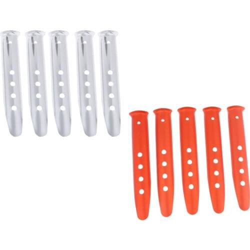 Set of 5pcs 230mm/9'' U Style Aluminum Alloy Camping Hiking Beach Tent Pegs Stakes Fits Sand Ground