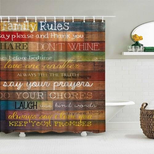 Retro Wood Door Wall Hanging Bath Screen Geometric Shower Curtains Bathroom Waterproof Christmas Decor Multi-size Shower Curtain