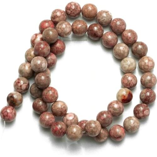 Wholesale Natural Stone Red Chrysanthemum Beads Round Loose Beads Needlework for Jewelry Making DIY Bracelet 6mm 8mm 10mm 12mm