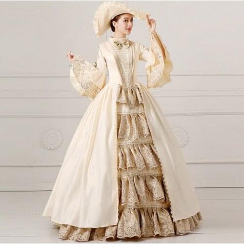 Victorian dress medieval costume edwardian ladies victorian ball gown dress party 3x Cosplay with hat