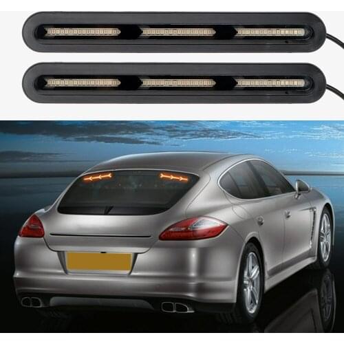 Flow LED Trunk Strip Light Car Rear Windscreen Light Amber Turn Signal Light 1 Pair Driving Lamps Red Tail Brake Lamp