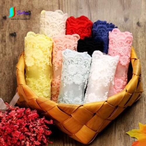 Colorful Lace Accessories Cloth Lace Decoration DIY Cloth Material Width 13cm White Black Red Pink Yeallow Rice 3m/lot S080M