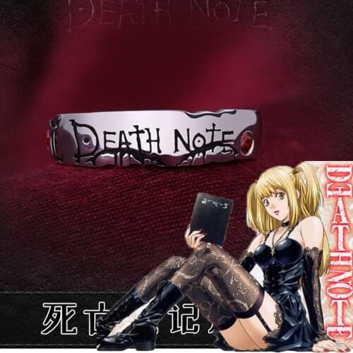 Anime Death Note Yagami Light 925 Sterling Rings for Misa Amane Fashion Red Zircon Adjustable Ring Cosplay Prop Party Jewelry