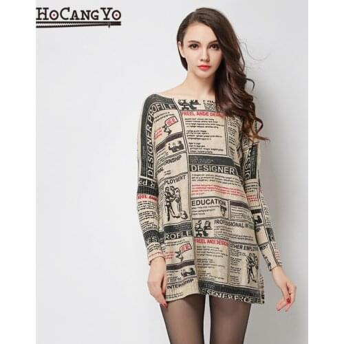 Women Oversized Sweaters Loose Letters Print Pullovers Sweaters Womens Clothing Slash Neck Knitwear Vintage Jumper Sweater 2020