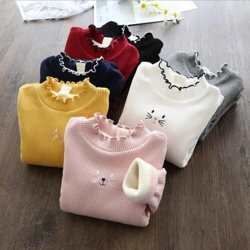 Girls baby Sweaters velvet padded bottoming Sweaters childrens winter long-sleeved clothes childrens T-shirt 6M 9M 3T 6T
