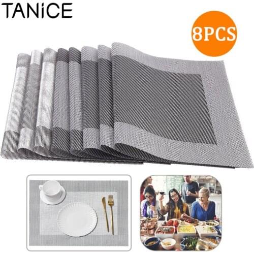TANiCE 8Pcs PVC Washable Place Mats Heat Insulated & Anti Slip Matching Coaster Placemats For Party Festival Table Decoration