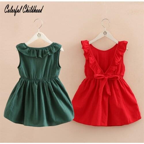 Vintage princess dress toddler girls backless vest dress summer ruffles beach dress children clothing 2-7Yrs