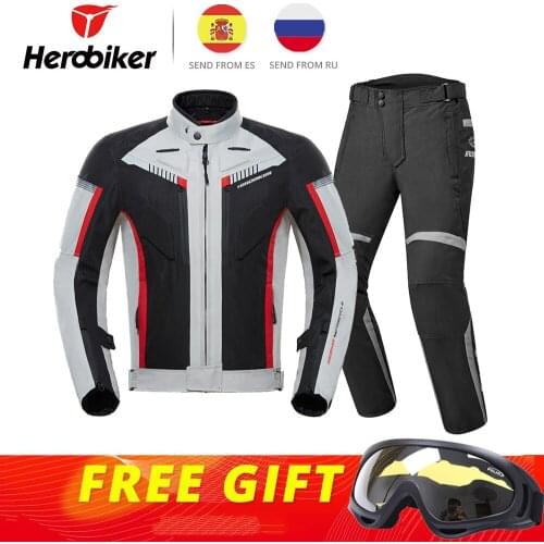 HEROBIKER Waterproof Motorcycle Jacket Men Moto Jacket Wearable Motorbike Biker Riding Racing Suit Body Armor Protection