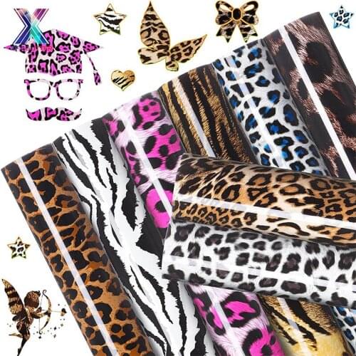 XFX HTV Free Shipping 1 Sheet 25*100cm PU Leopard Heat Transfer Vinyl Film T-shirt Iron on HTV Vinyl Stickers Vinyl for Cricut