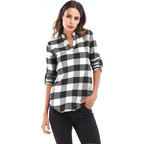 YYFS 2019 New Summer Plaid Shirt Female College Style Womens Long Sleeve Shirt Casual Cotton Blusas Office tops High Quality