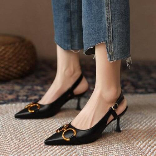 Black high heels womens 2021 new stiletto fashion Baotou sandals pointed casual shoes