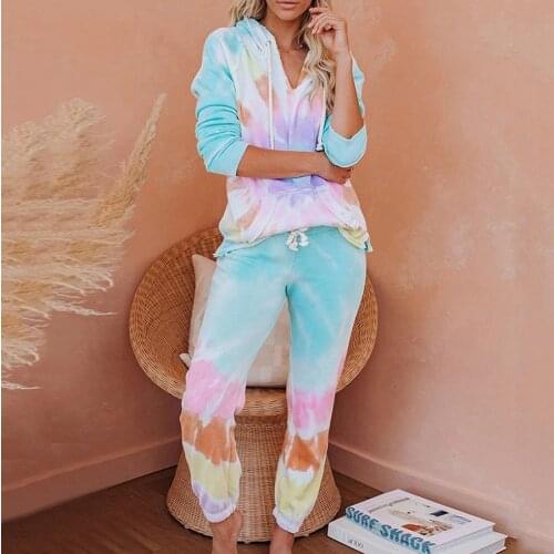 2020 Spring Patchwork Color Print Elegant Women Tracksuit Set Long Sleeve Top and Long Pants Keep Warm Casual Pajamas Set