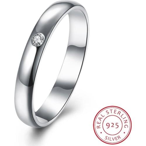 UFOORO Female 925 Sterling Silver Ring Jewelry Simple Cubic Zirconia Women Wedding And Engagement Ring For Bridal Accessoies