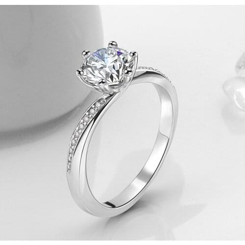 Inspired design silver diamond asymmetric six-claw wave ring exquisite elegant light luxury ladies anniversary jewelry