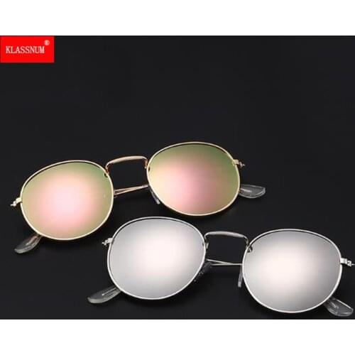 1pc Fashion Retro Round Sunglasses Colorful Lens Metal Frame Woman Men Sun Glasses Round Gold Anti-UV400 Wholesale