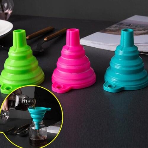 1PCS Silicone Folding Telescopic Long Neck Funnel Creative Household Liquid Dispensing Mini Funnel Kitchen Tools