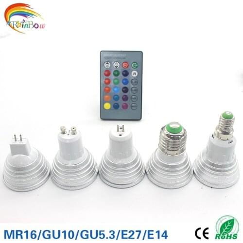 10PCS GU10 E27 RGB LED Bulb Lamp E14 LED Spotlight With IR Remote Control Magic Light Bulb Indoor Home Decor Smart IC Lighting