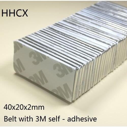 10pcs/lot Neodymium magnet 40x20x2 Belt with 3M self - adhesive N38 Strong NdFeB Magnet 40*20*2 Magnets