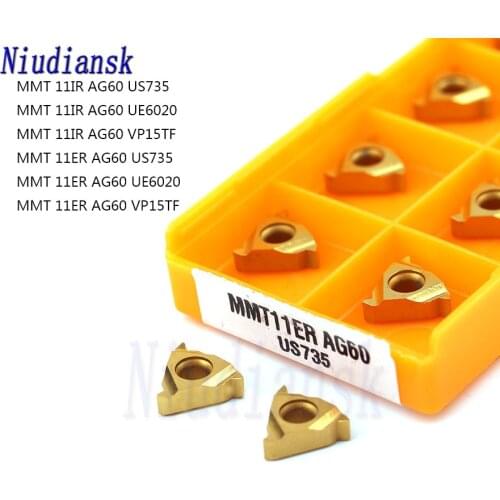 10 Pcs MMT 11IR AG60 US735 UE6020 VP15TF 11ER AG60 US735 UE6020 VP15TF Carbide Inserts CNC Metal Lathe Threading Turning Tools