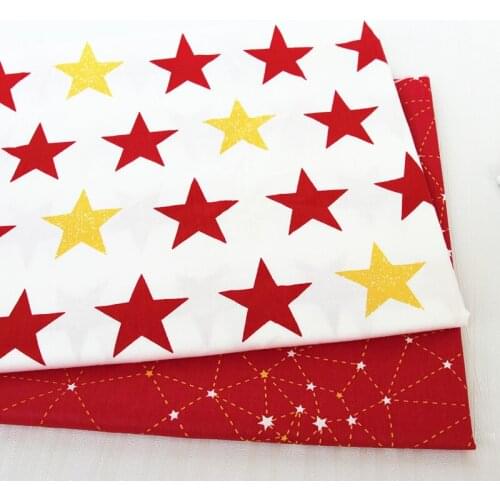 100% cotton nordic wind red stars constellation twill cloth DIY for kids bedding sheet clothes handwork patchwork fabrics tissue