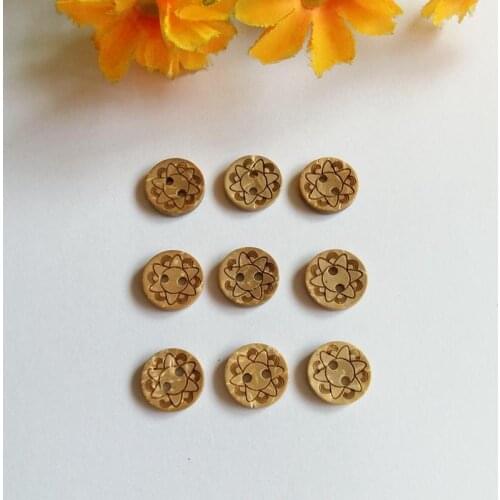 120pcs 13mm Coconut Buttons Laser engraving pattern Buttons 2-Hole Buttons For craft Scrapbooking accessories