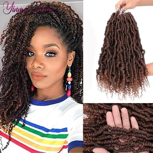 14inch Pre-looped Fluffy Bomb Twist Synthetic Spring Passion Twist Crochet Hair Pre looped Fluffy Braiding Hair Extensions