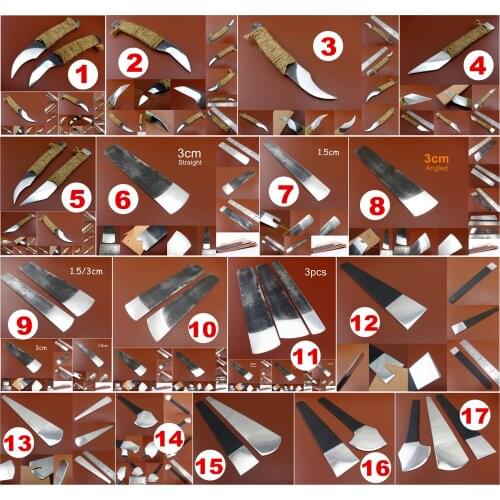 17kind Leather Craft All Purpose Knife Cutter Skiver Trim Tool Flat Arc Curved Hawk Bill - Sewing Stitching Carving Stamping Awl