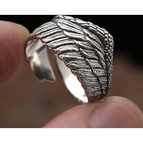2020 New Creative Angel Wings Ring Vintage Fashion Feather Rings For Men Women Punk Jewelry Female Engagement Promise Bands