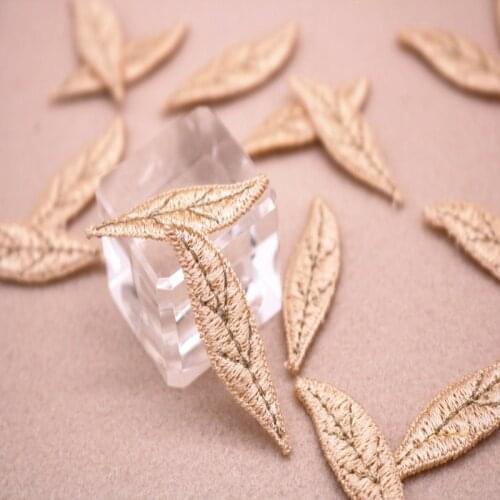 24pcs/lot)gold leaves lace patches Beautiful Wedding Dress Decorated Applique Sew On Lace Patches2018113004