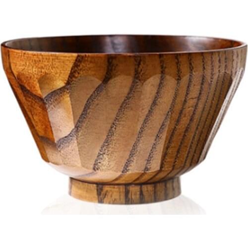 5PCS Household Wooden Bowl Insulation Jujube Wooden Soup Bowl Hand Hammered Rice Bowl Baby Food Supplement Bowl