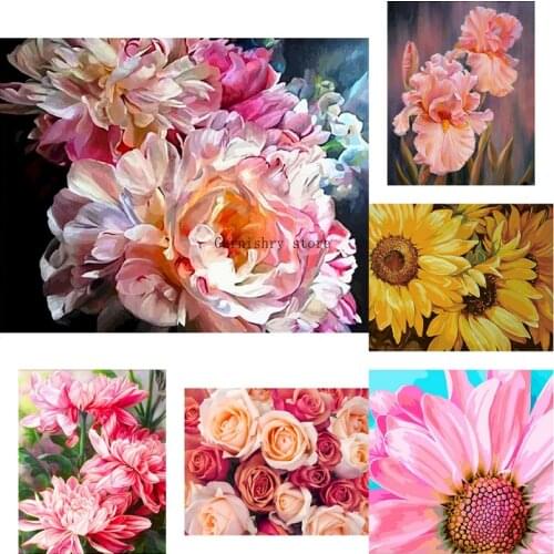 5D Diamond Mosaic Pink Flowers Full Square Diamond Painting Cross Stitch Kits Diamond Embroidery Handmade Art Home Decor