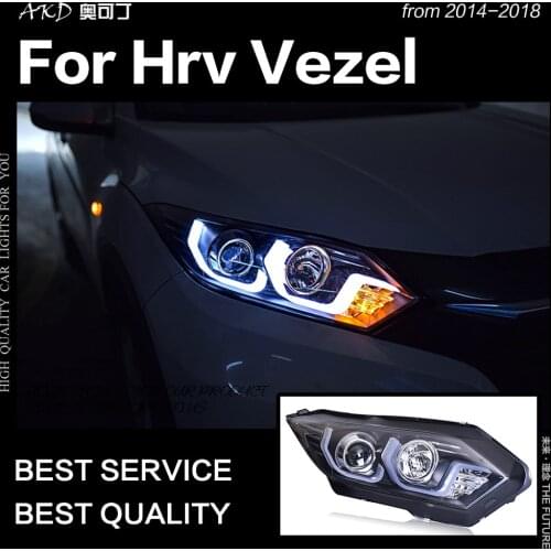 AKD Car Styling Head Lamp for HR-V Headlights 2016up HRV Vezel LED Headlight led DRL Double Lens Hid Bi Xenon Auto Accessories