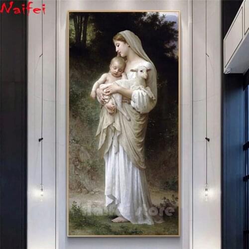 5d diy diamond embroidery Jesus and Virgin Mary Baby full square round drill diamond painting Portrait mosaic kit wall art decor