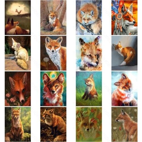 Diy Diamond Painting Oil Painting Fox Red Hair Fashion Art Simple Handmade Round Diamond Square Diamond Home Decoration