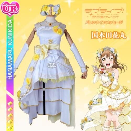 Anime cosplay Love live Sunshine Aqours bridal veil Kunikida Hanamaru Wedding Dress women Cosplay Costumes A