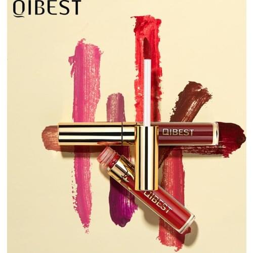 QIBEST Lip Gloss Lips Makeup Lipstick Liquid Makeup Pigment 24 Colors Long Lasting Matte Lipgloss maquiagem Lip Tint Cosmetics