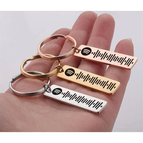 Custom Music Spotify Scan Code Keychain For Women Men Personalized Laser Engraved Song Code Keyring Christmas Jewelry gift