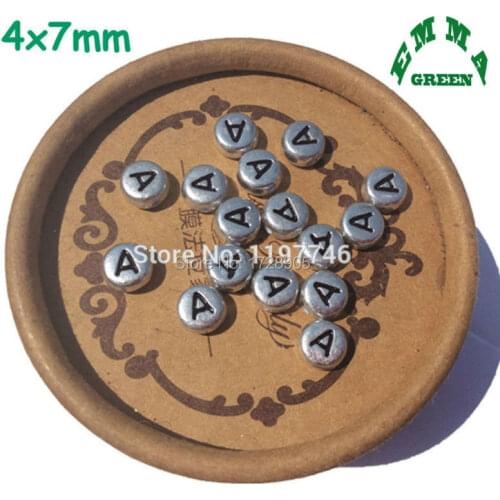 Silver Beads for Jewelry making Letter Beads Acrylic Alphabet Beads Separate Letter Beads 4*7mm 50pcs Round Beads with letters