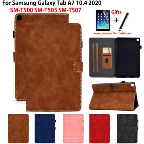 Case For Samsung Galaxy Tab A7 10.4 2020 Cover SM-T500 SM-T505 SM-T507 Coque Funda Tablet Soft Shockproof Flip Shell +Gift
