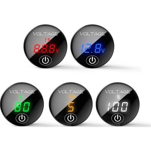 1PC Car Motorcycle DC 5V-48V LED Panel Digital Voltage Meter Battery Capacity Display Voltmeter with Touch ON OFF Switch