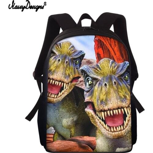 NOISYDESIGNS Dinosaur World Design Printing Children School Bags 3D Animal School Backpack for College Student Book Bags Mochila