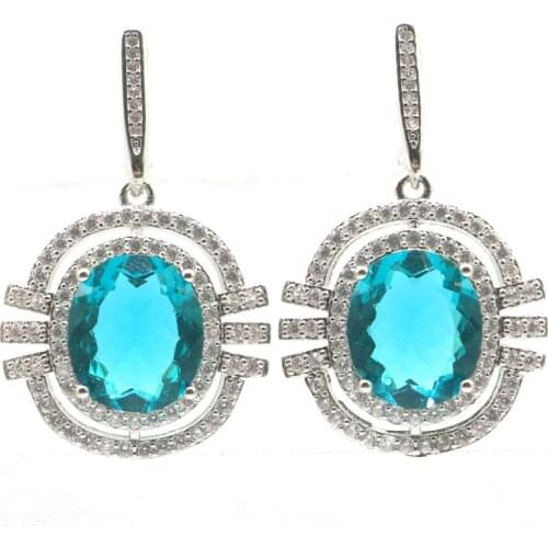 33x18mm Deluxe Heart Shape Created Violet Tanzanite Golden Citrine White CZ Silver Earrings Wholesale