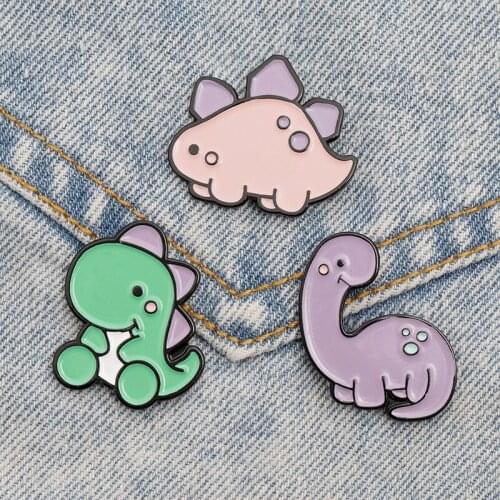 Cute Cartoon Dinosaur Enamel Brooches for Women Men Wholesale Animal Badges Lovely Lapel Pins Jewelry Holiday Party Gifts