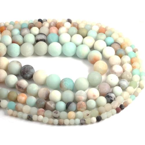 Natural Stone Beading Amazon stone Round Loose Beads Isolation beads For jewelry making DIY bracelet necklace accessories 38cm