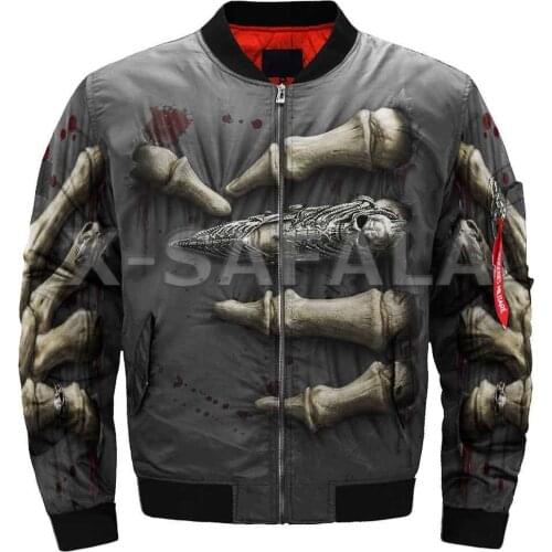 Mens Unisex 3D Bomber Jackets Trippy Skull Head Print Zipper Flight Jacket Casual Thick Coats Unisex Harajuku Women Streetwear 2
