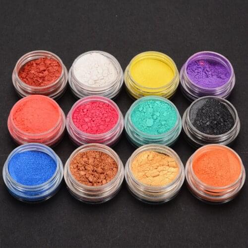 12 Colors Mica Pigment Set Colorful Natural Mineral Mica Powder Perfect for Soap Making Cosmetics Resin Makeup