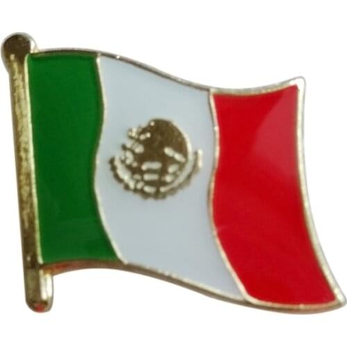 Mexico country flag lapel pin badge+Iron plated brass+paints+epoxy+butterfly back button-Free shipping(350 pcs/lot)