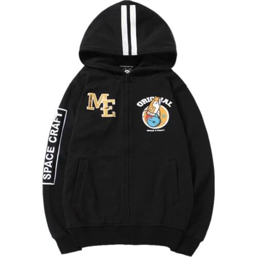 2020 New Arrival Thick Yes Loose Hooded Casual Cotton Hoodies Original Fashion Cartoon Zipper Hoodie Men Big Cardigan Character